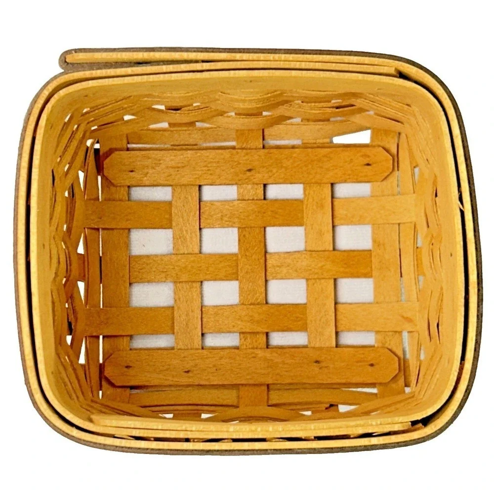 Longaberger Father's Day POCKET CHANGE Basket w/Lid‎ Protector Leather Trim 2003